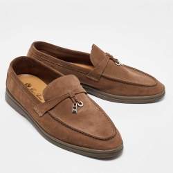 Pre Owned Loro Piana Brown Suede Summer Charms Walk Loafers Size 40
