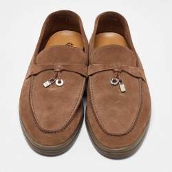 Pre Owned Loro Piana Brown Suede Summer Charms Walk Loafers Size 40