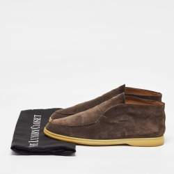 Pre Owned Loro Piana Oak Grey Suede Open Walk Ankle Length Boots Size 40