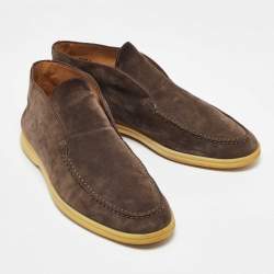 Pre Owned Loro Piana Oak Grey Suede Open Walk Ankle Length Boots Size 40