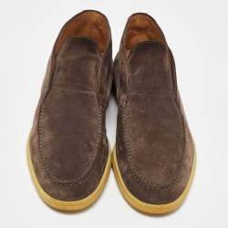 Pre Owned Loro Piana Oak Grey Suede Open Walk Ankle Length Boots Size 40