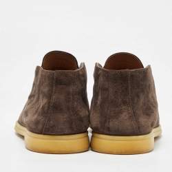 Pre Owned Loro Piana Oak Grey Suede Open Walk Ankle Length Boots Size 40