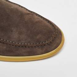 Pre Owned Loro Piana Oak Grey Suede Open Walk Ankle Length Boots Size 40