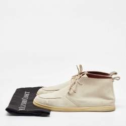Pre Owned Loro Piana Off White Suede Namib Walk Lace up Ankle Boots Size 40