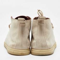 Pre Owned Loro Piana Off White Suede Namib Walk Lace up Ankle Boots Size 40