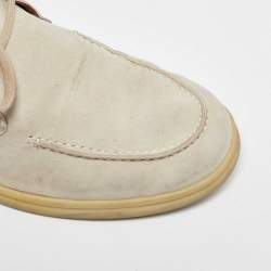 Pre Owned Loro Piana Off White Suede Namib Walk Lace up Ankle Boots Size 40