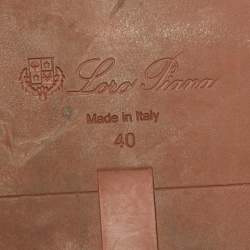 Pre Owned Loro Piana Brown Fabric and Suede Waikiki Flat Sandals Size 40