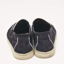 Pre Owned Loro Piana Blue Suede Summer Charms Walk Slip On Loafers Size 37