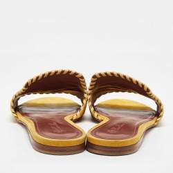 Pre Owned Loro Piana Yellow Suede Summer Charms Flat Slide Sandals Size 38.5
