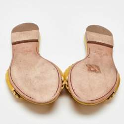 Pre Owned Loro Piana Yellow Suede Summer Charms Flat Slide Sandals Size 38.5