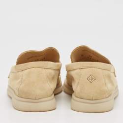 Pre Owned Loro Piana Beige Suede Summer Charms Walk Loafers Size 37