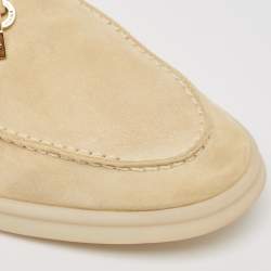 Pre Owned Loro Piana Beige Suede Summer Charms Walk Loafers Size 37