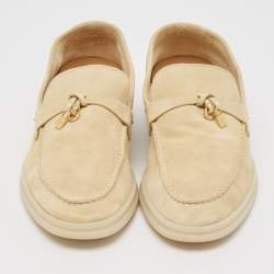 Pre Owned Loro Piana Beige Suede Summer Charms Walk Loafers Size 37