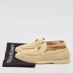 Pre Owned Loro Piana Beige Suede Summer Charms Walk Loafers Size 37