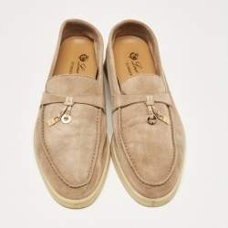 Pre Owned Loro Piana Beige Suede Summer Charms Walk Loafers Size 36.5
