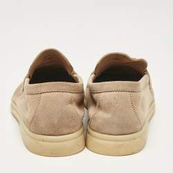 Pre Owned Loro Piana Beige Suede Summer Charms Walk Loafers Size 36.5