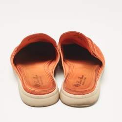 Pre Owned Loro Piana Orange Suede Babouche Charms Walk Mules Size 37.5