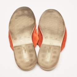 Pre Owned Loro Piana Orange Suede Babouche Charms Walk Mules Size 37.5