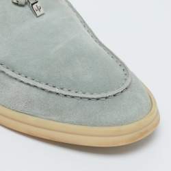 Loro Piana Grey Suede Summer Charms Walk Mules Size 37