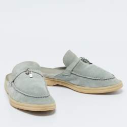 Loro Piana Grey Suede Summer Charms Walk Mules Size 37