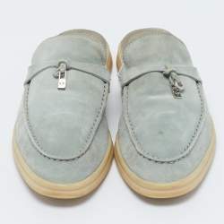 Loro Piana Grey Suede Summer Charms Walk Mules Size 37