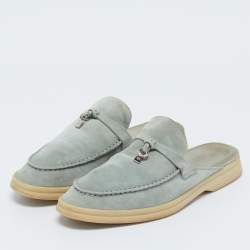 Loro Piana Grey Suede Summer Charms Walk Mules Size 37