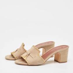 Loro Piana Beige Suede Summer Charms Slide Sandals Size 37