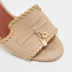 Loro Piana Beige Suede Summer Charms Slide Sandals Size 37
