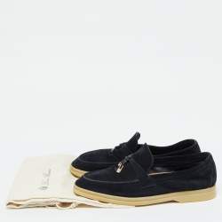 Pre Owned Loro Piana Navy Blue Suede Summer Charms Walk Loafers Size 39