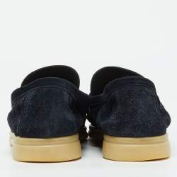 Pre Owned Loro Piana Navy Blue Suede Summer Charms Walk Loafers Size 39