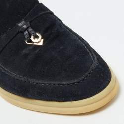 Pre Owned Loro Piana Navy Blue Suede Summer Charms Walk Loafers Size 39