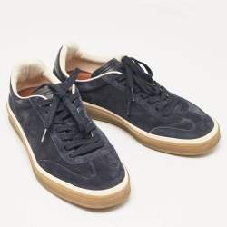 Loro Piana Navy Blue Suede Tennis Walk Sneakers Size 36