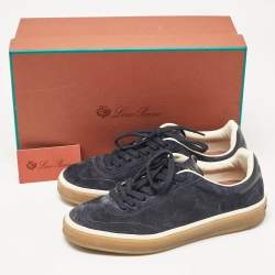 Loro Piana Navy Blue Suede Tennis Walk Sneakers Size 36