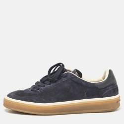 Loro Piana Navy Blue Suede Tennis Walk Sneakers Size 36