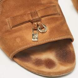 Pre Owned Loro Piana Brown Suede Summer Charms Walk Flat Slides Size 38