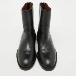 Loro Piana Black Leather Decker Ankle Length Boots Size 40