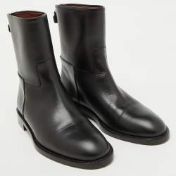 Loro Piana Black Leather Decker Ankle Length Boots Size 40