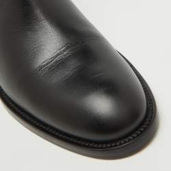 Loro Piana Black Leather Decker Ankle Length Boots Size 40