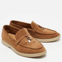 Pre Owned Loro Piana Brown Suede Summer Charms Walk Loafers Size 37