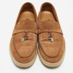 Pre Owned Loro Piana Brown Suede Summer Charms Walk Loafers Size 37