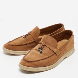 Pre Owned Loro Piana Brown Suede Summer Charms Walk Loafers Size 37