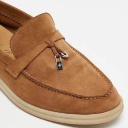 Pre Owned Loro Piana Brown Suede Summer Charms Walk Loafers Size 37