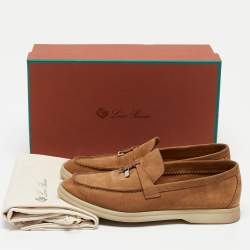 Pre Owned Loro Piana Brown Suede Summer Charms Walk Loafers Size 37
