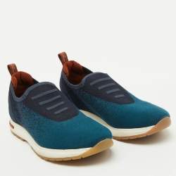 Loro Piana Blue Knit Fabric 360 LP Flexy Walk Slip On Sneakers Size 36