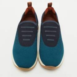 Loro Piana Blue Knit Fabric 360 LP Flexy Walk Slip On Sneakers Size 36