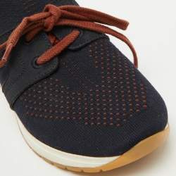 Loro Piana Navy Blue Knit Fabric 360 LP Flexy Walk Low Top Sneakers Size 36