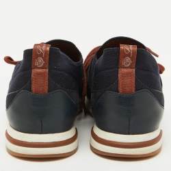 Loro Piana Navy Blue Knit Fabric 360 LP Flexy Walk Low Top Sneakers Size 36