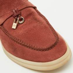 Pre Owned Loro Piana Brown Suede Summer Charms Walk Slip On Loafers Size 35.5