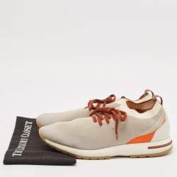 Pre Owned Loro Piana Grey Fabric and Leather 360 LP Flexy Walk Lace Up Sneakers Size 42