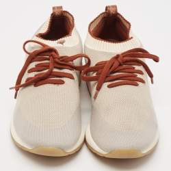 Pre Owned Loro Piana Grey Fabric and Leather 360 LP Flexy Walk Lace Up Sneakers Size 42